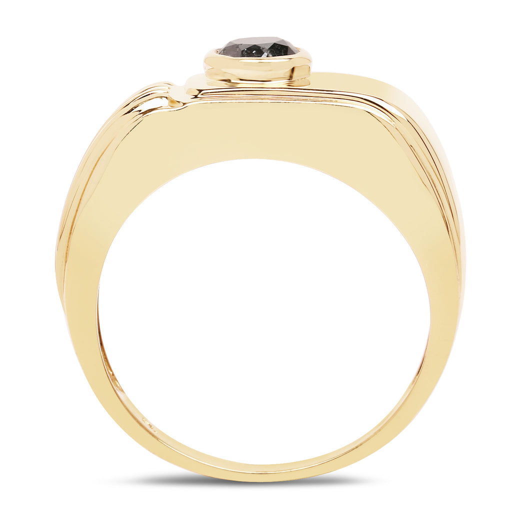 Black Diamond Ring 0.24 Carats Gold Plated Silver