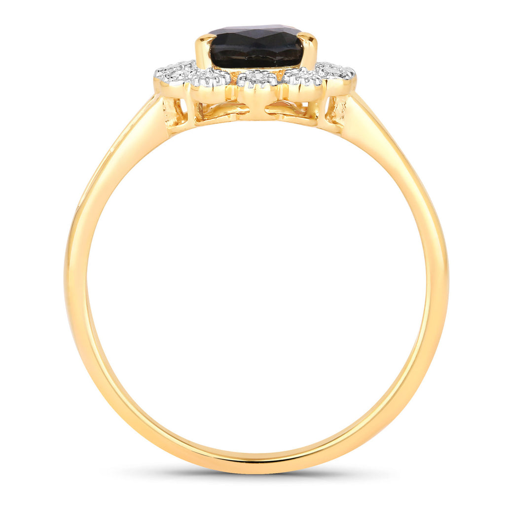 Blue Sapphire Ring With Diamonds 1.42 Carats 14K Yellow Gold