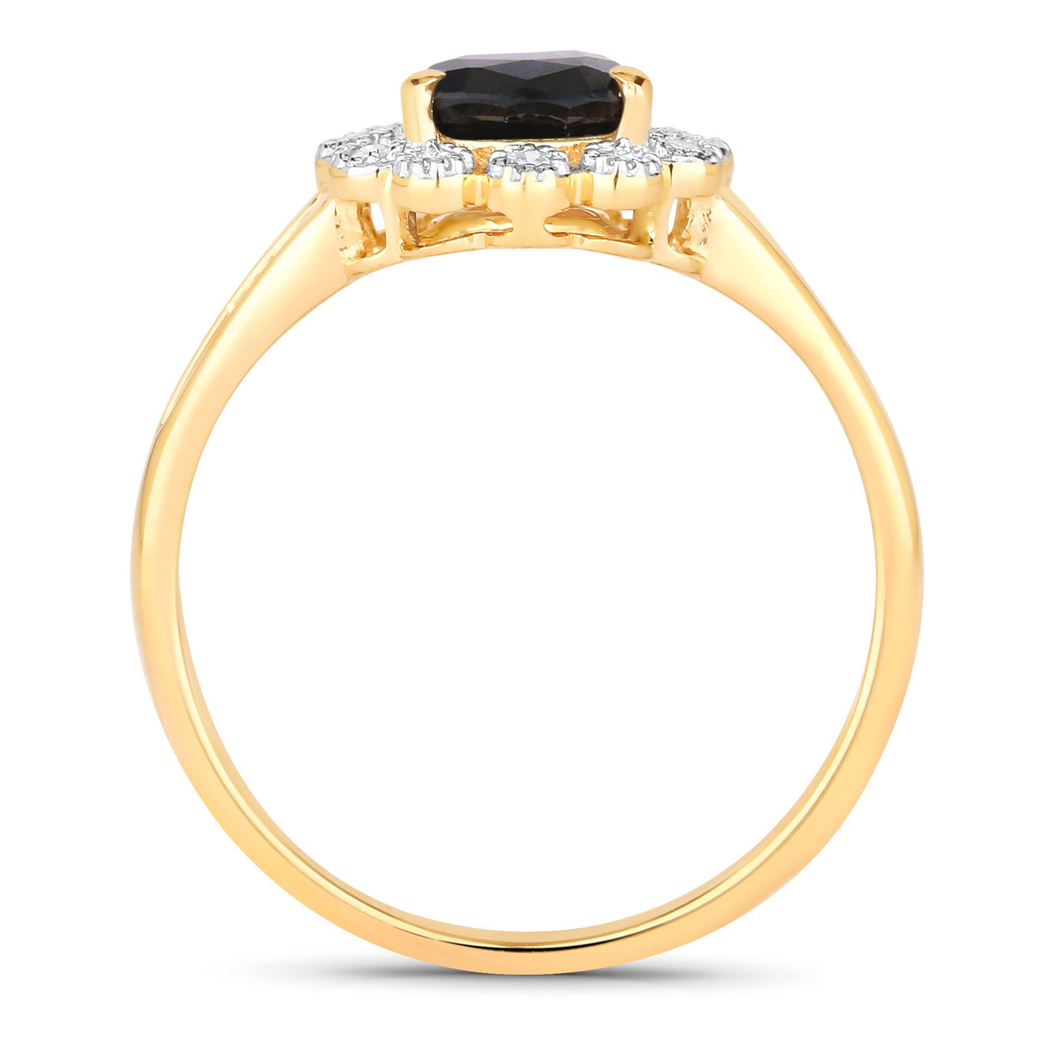 Blue Sapphire Ring With Diamonds 1.42 Carats 14K Yellow Gold
