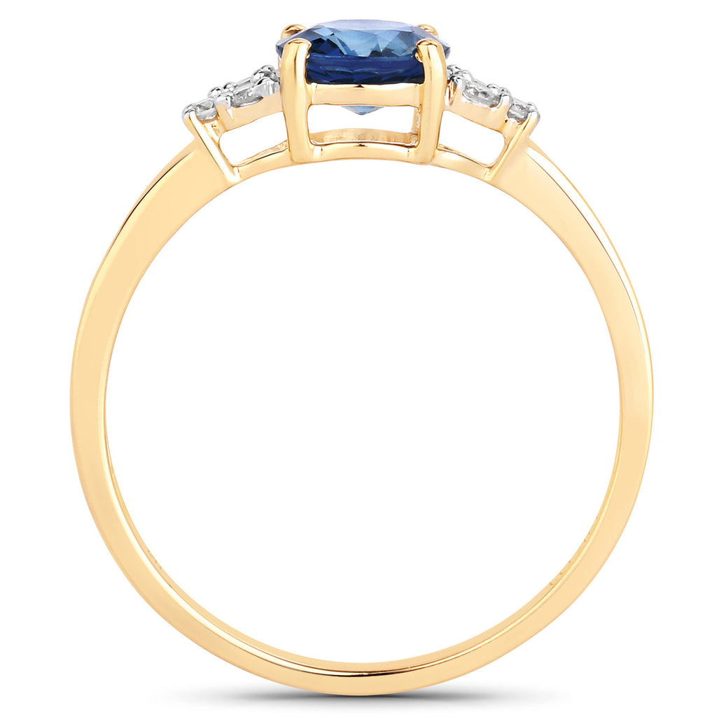 Blue Sapphire Ring With Diamonds 1.04 Carats 14K Yellow Gold