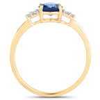 Blue Sapphire Ring With Diamonds 1.04 Carats 14K Yellow Gold