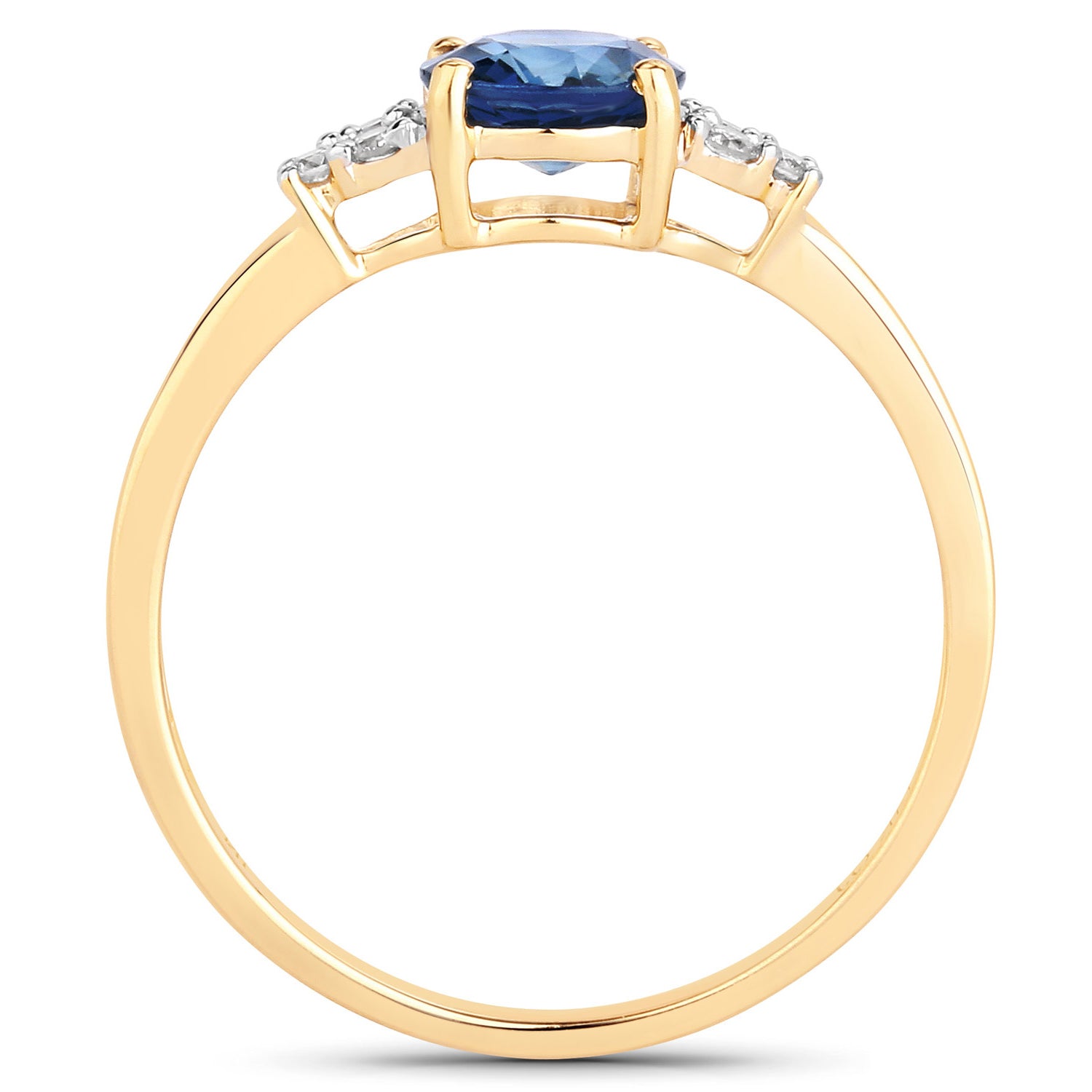 Blue Sapphire Ring With Diamonds 1.04 Carats 14K Yellow Gold