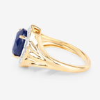 Blue Sapphire Ring With Diamonds 3.26 Carats 14K Yellow Gold
