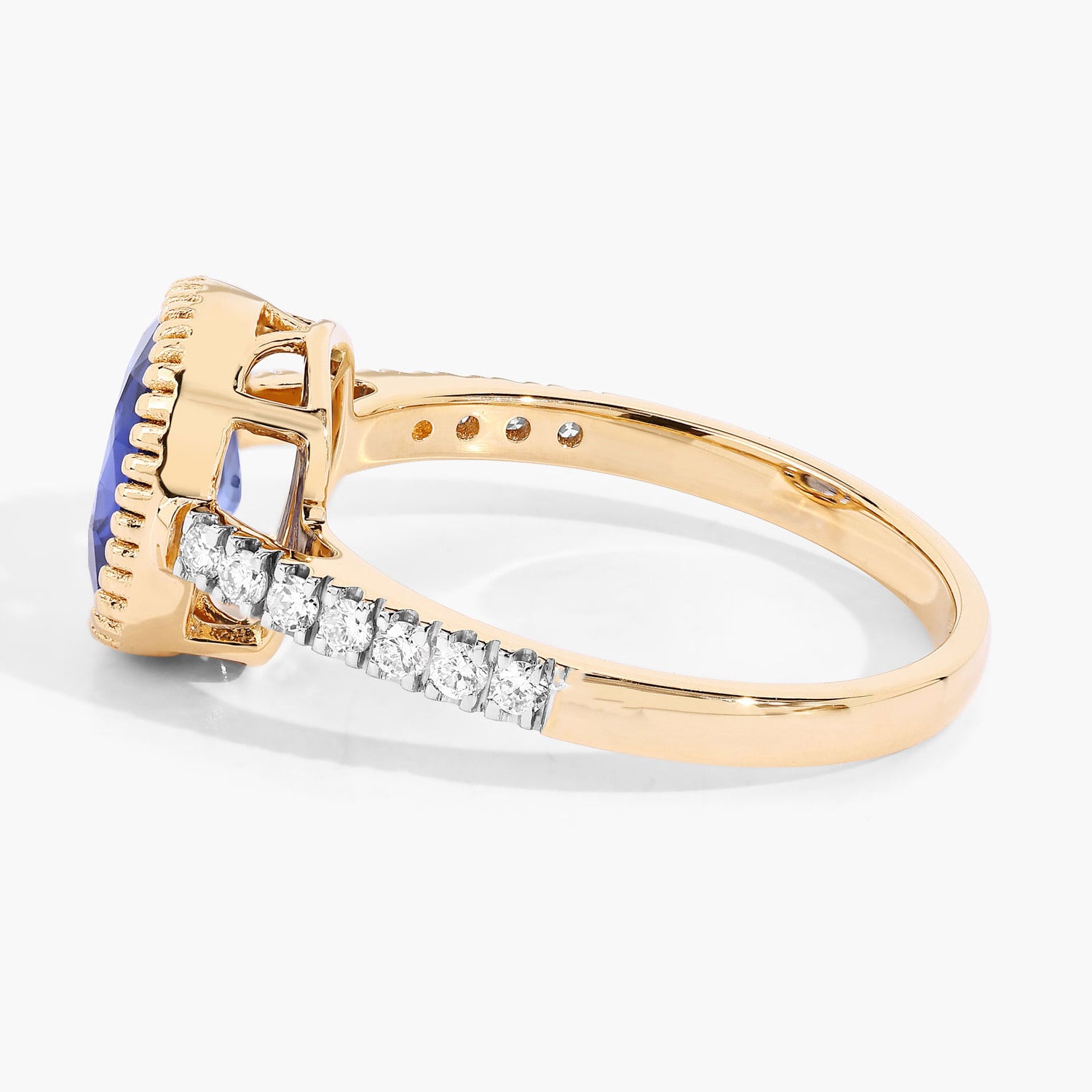 Blue Sapphire Ring With Diamonds 2.42 Carats 18K Yellow Gold