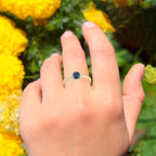 Natural Ceylon Blue Sapphire Ring With Diamonds 0.77 Carats 9K Yellow Gold