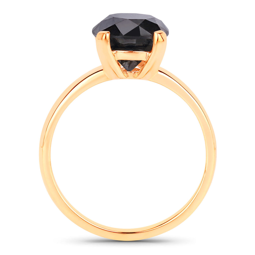 Black Diamond Ring 2.98 Carats 14K Yellow Gold