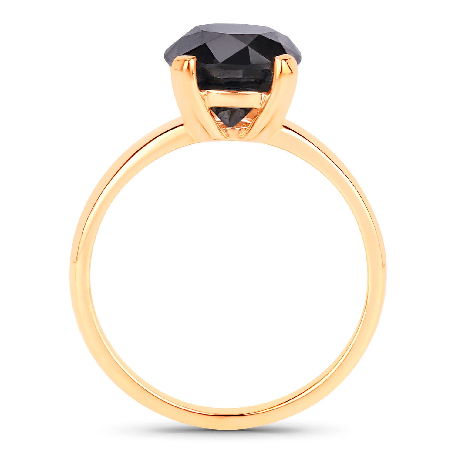Black Diamond Ring 2.98 Carats 14K Yellow Gold
