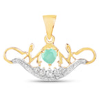 Emerald Mom Pendant With White Topaz 0.54 Carats Gold Plated Silver