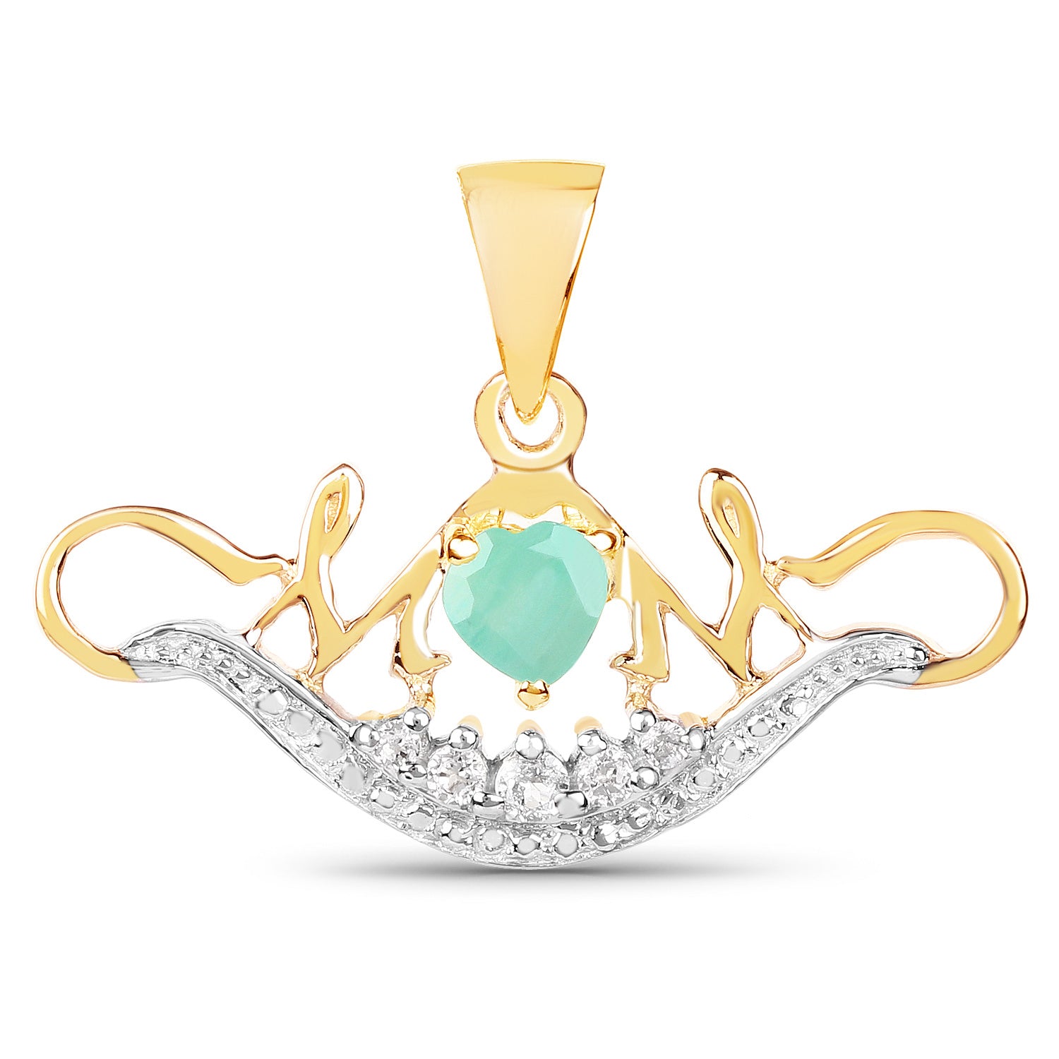 Emerald Mom Pendant With White Topaz 0.54 Carats Gold Plated Silver