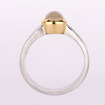 White Moonstone Ring 1.30 Carats Gold Plated Silver