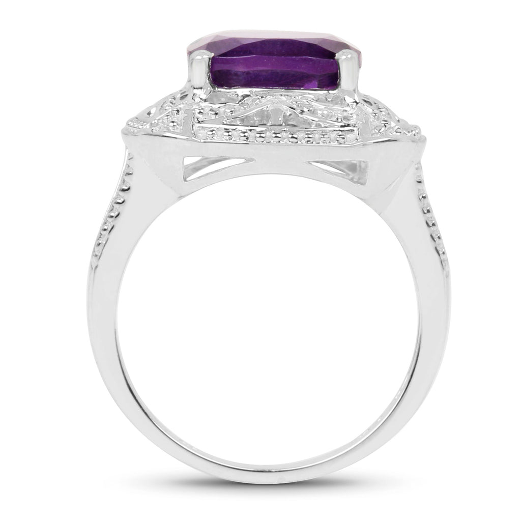 Amethyst Ring 4.34 Carats Sterling Silver