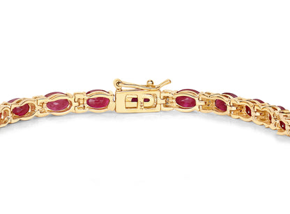 Natural Ruby Bracelet With Diamonds 11.6 Carats 14K Yellow Gold