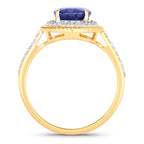Blue Sapphire Ring With Diamonds 3.58 Carats 18K Yellow Gold