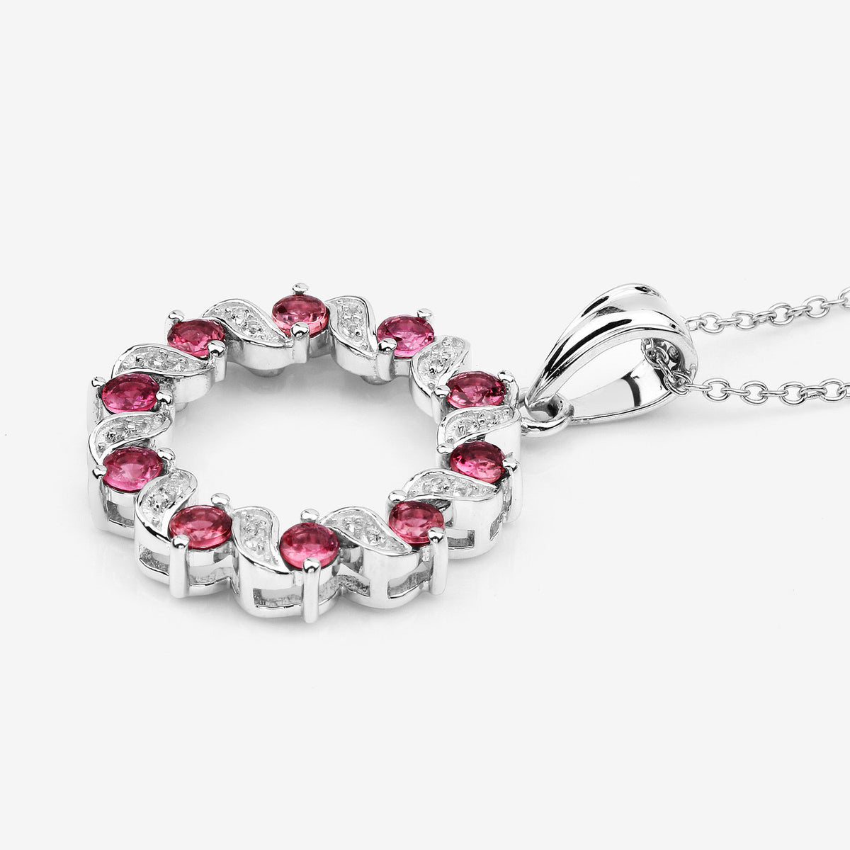 Pink Tourmaline Pendant With White Topaz 1.26 Carats Sterling Silver