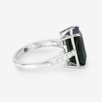 Green Tourmaline Ring With Diamonds 6.12 Carats 14K White Gold