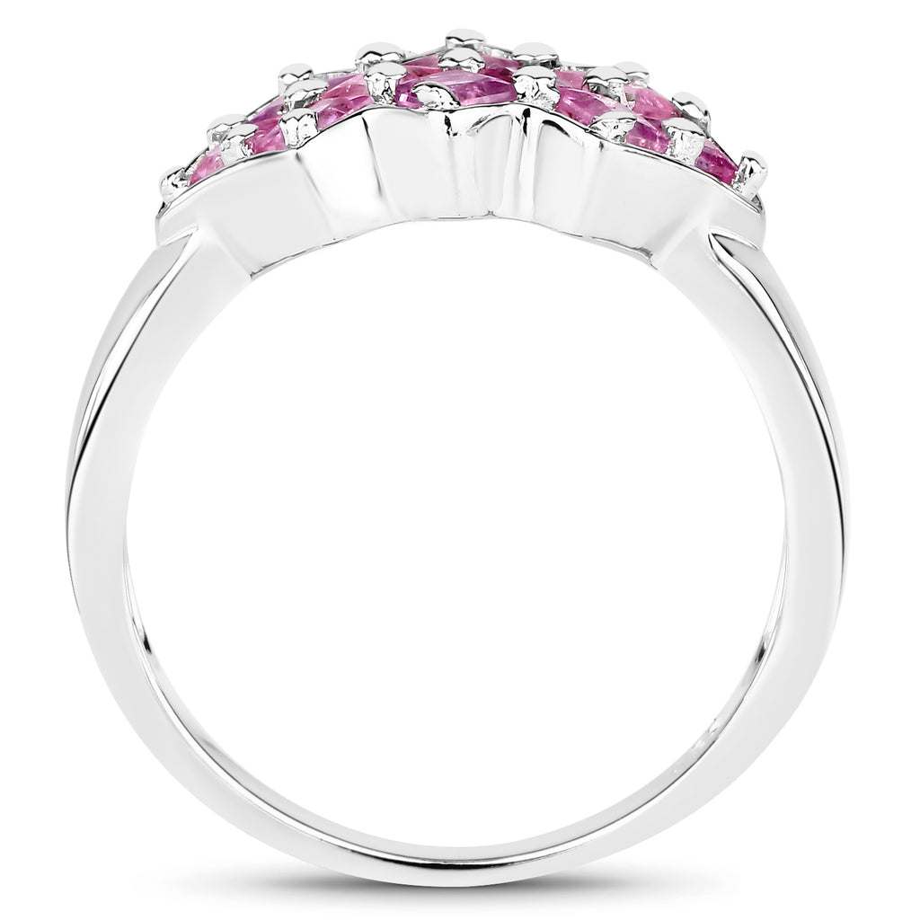 Pink Sapphire Ring 1.18 Carats Sterling Silver