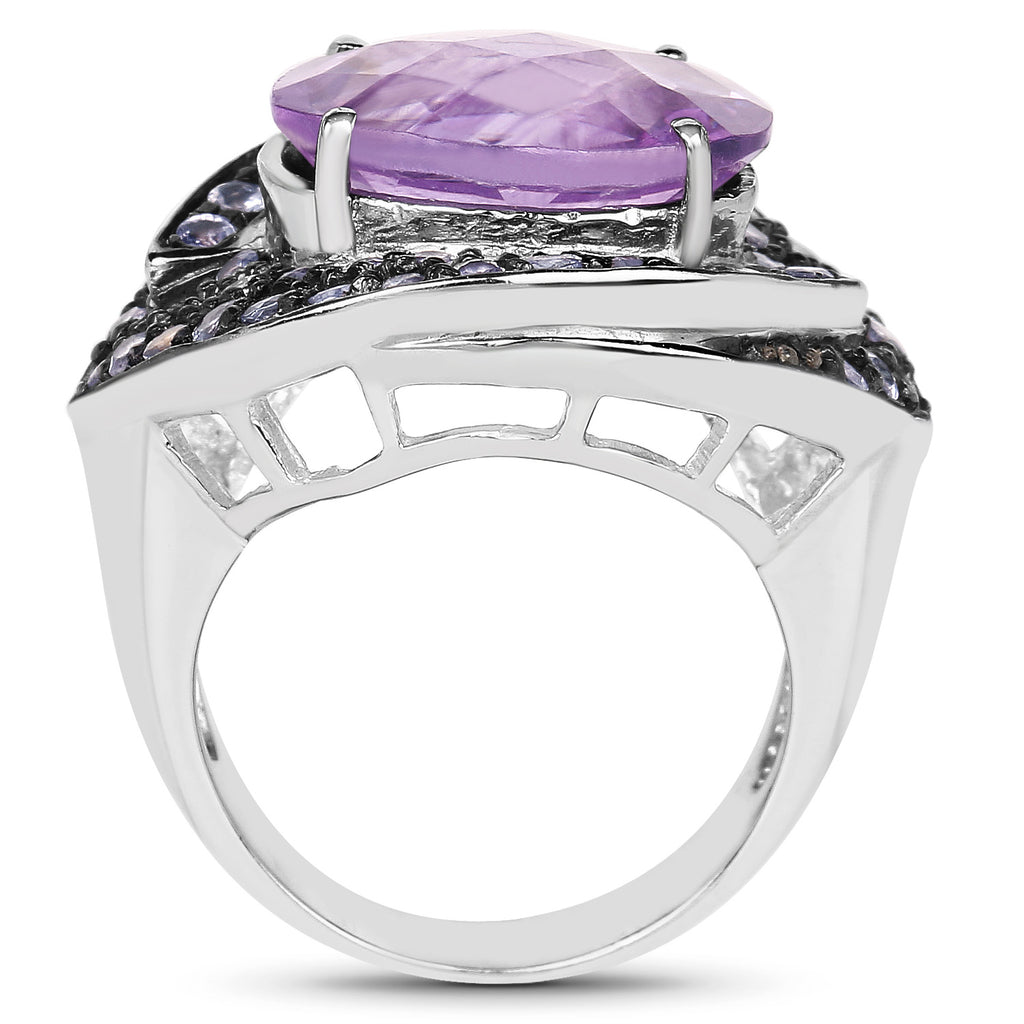 Amethyst Ring With Tanzanite 5.9 Carats Sterling Silver