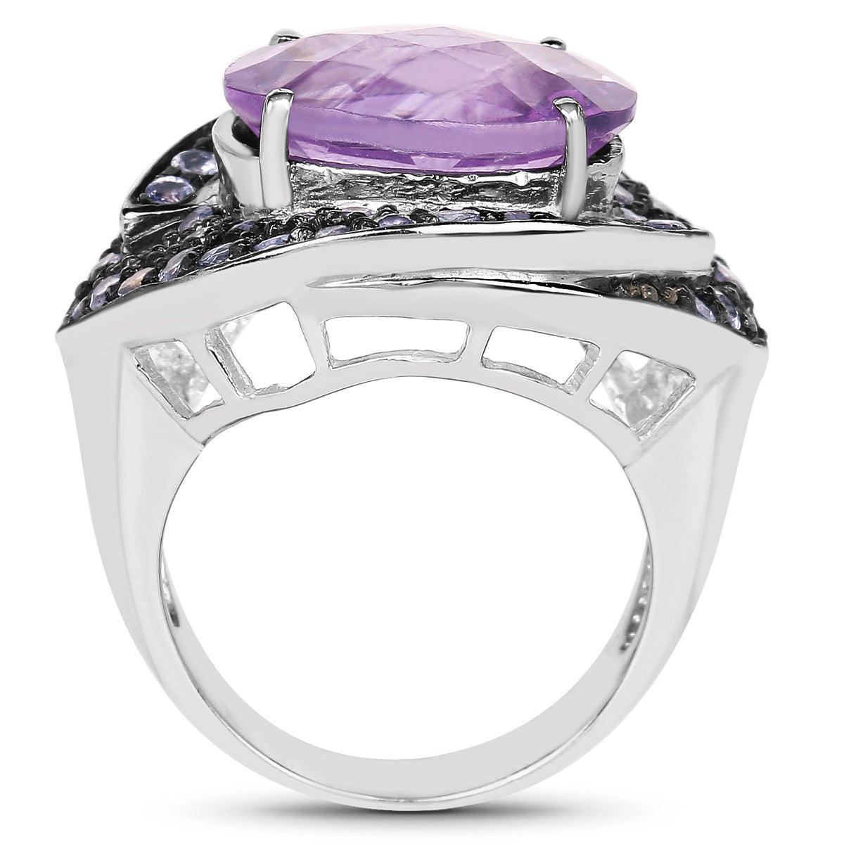 Amethyst Ring With Tanzanite 5.9 Carats Sterling Silver