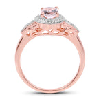 Morganite Ring With White Topaz 0.7 Carats Gold Plated Silver