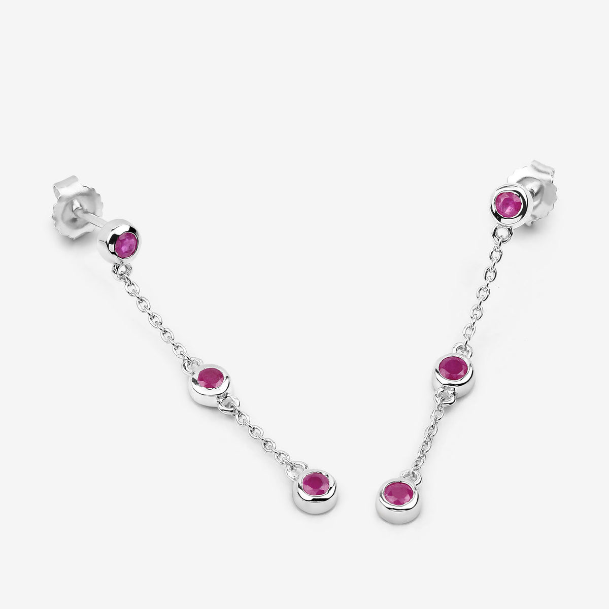 Ruby Earrings 0.76 Carats Sterling Silver