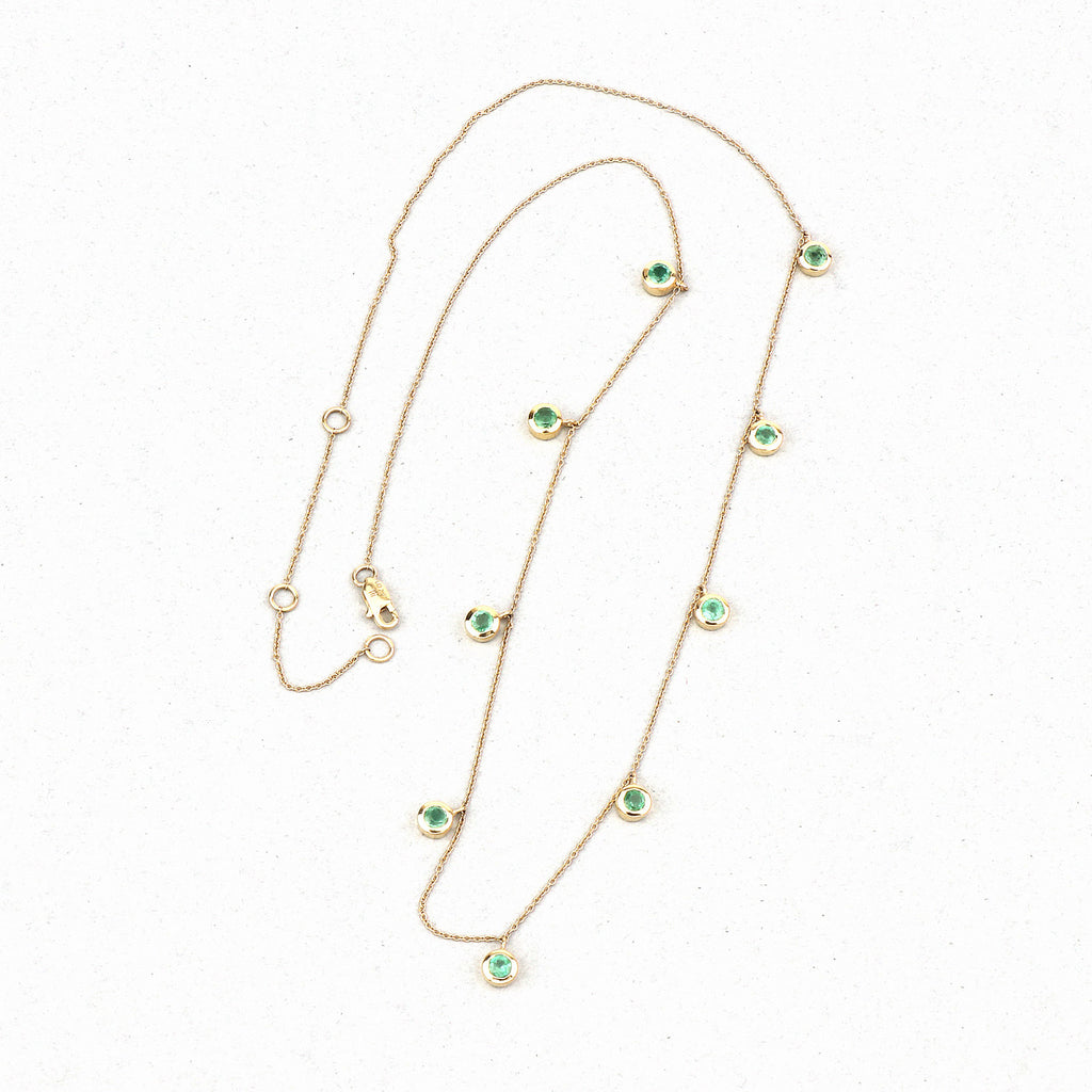 Zambian Emerald Necklace 0.88 Carats 10K Yellow Gold