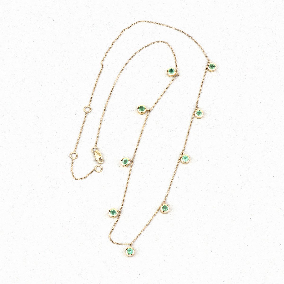 Zambian Emerald Necklace 0.88 Carats 10K Yellow Gold