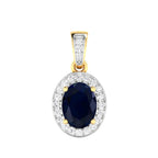 Blue Sapphire Pendant With Diamonds 1.45 Carats 14K Yellow Gold