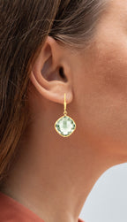 Green Amethyst Earrings 19.5 Carats 18K Yellow Gold Plated Silver
