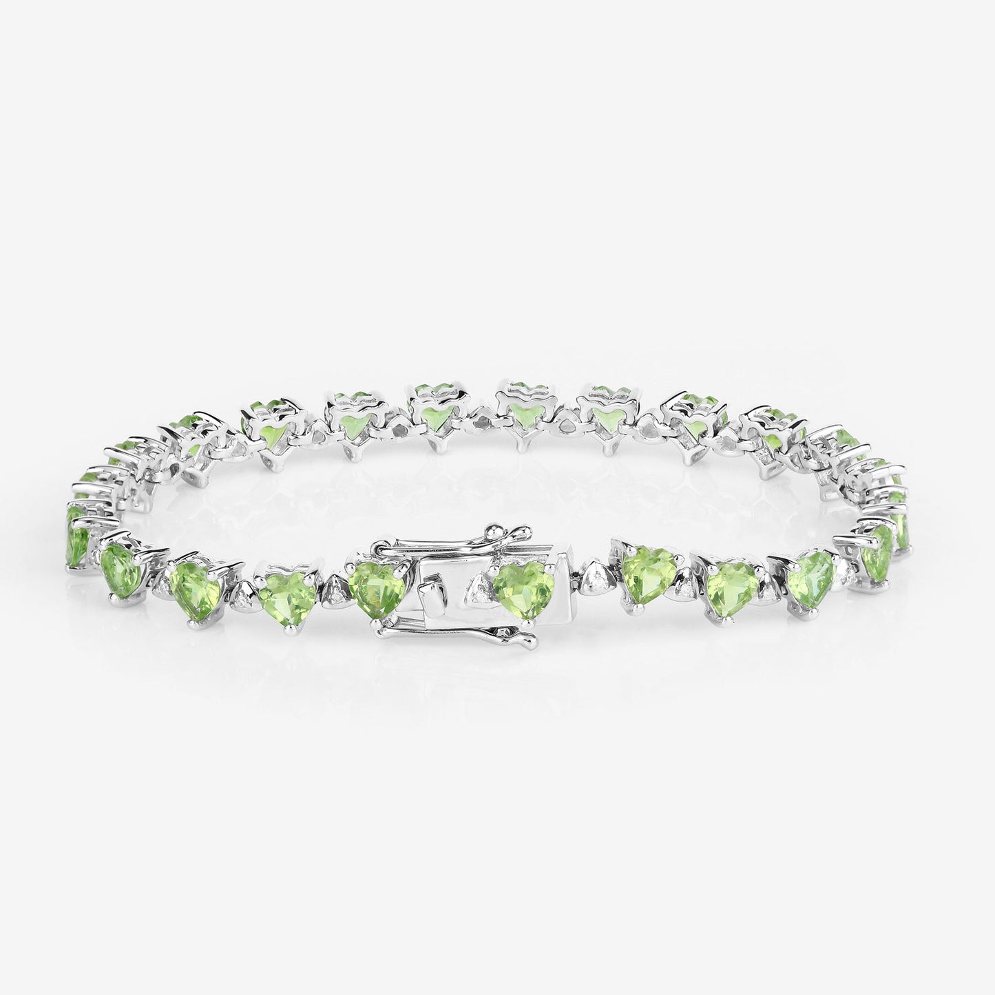 Peridot Tennis Bracelet White Diamonds 10.2 Carats Sterling Silver