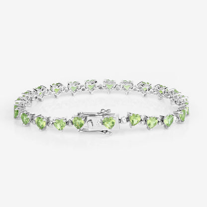 Peridot Tennis Bracelet White Diamonds 10.2 Carats Sterling Silver