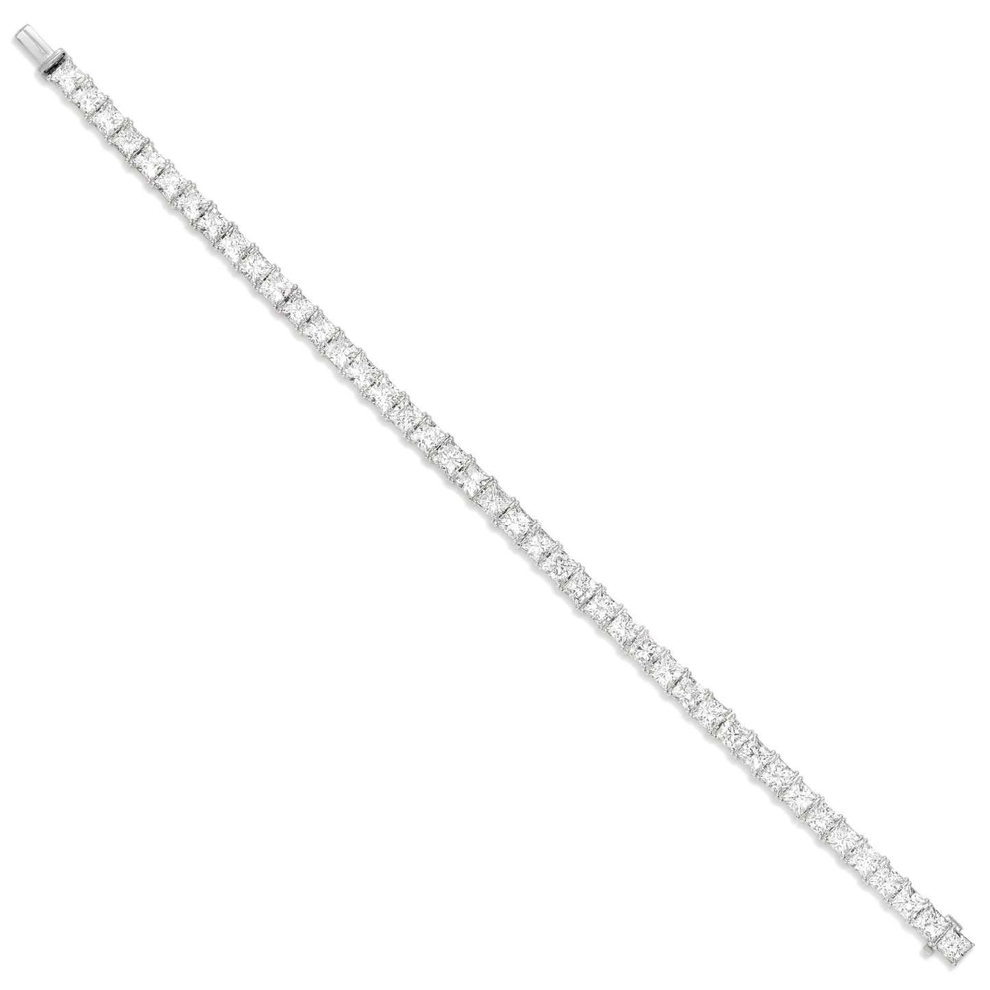 Princess Cut Diamond Tennis Bracelet 17 Carats 18K White Gold