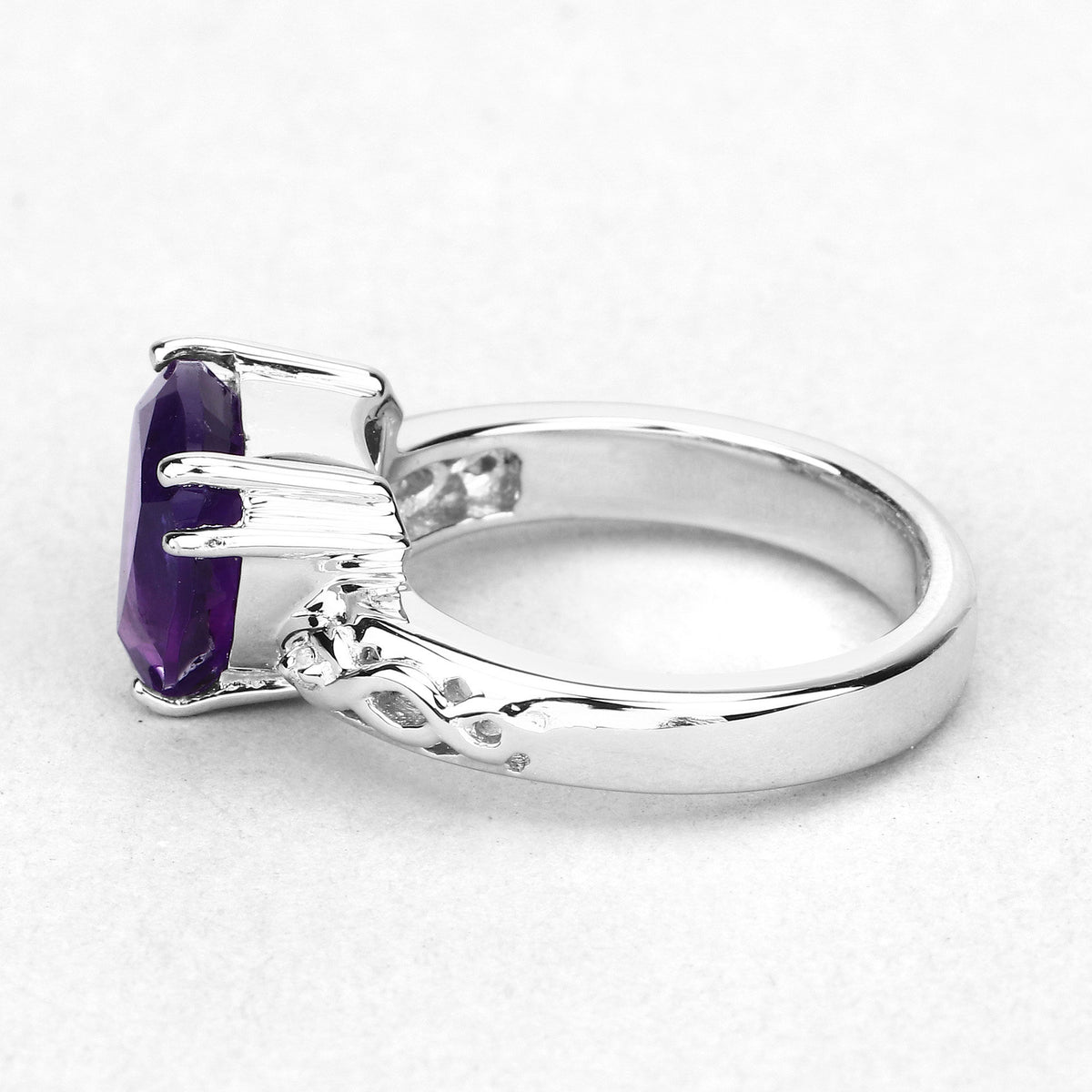 Amethyst Ring With White Topaz 2.69 Carats Sterling Silver
