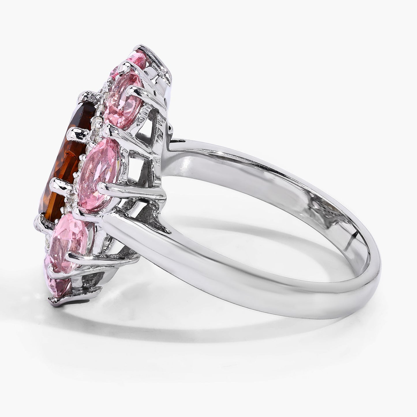 Multicolor Tourmaline Ring With Diamonds 4.18 Carats Sterling Silver