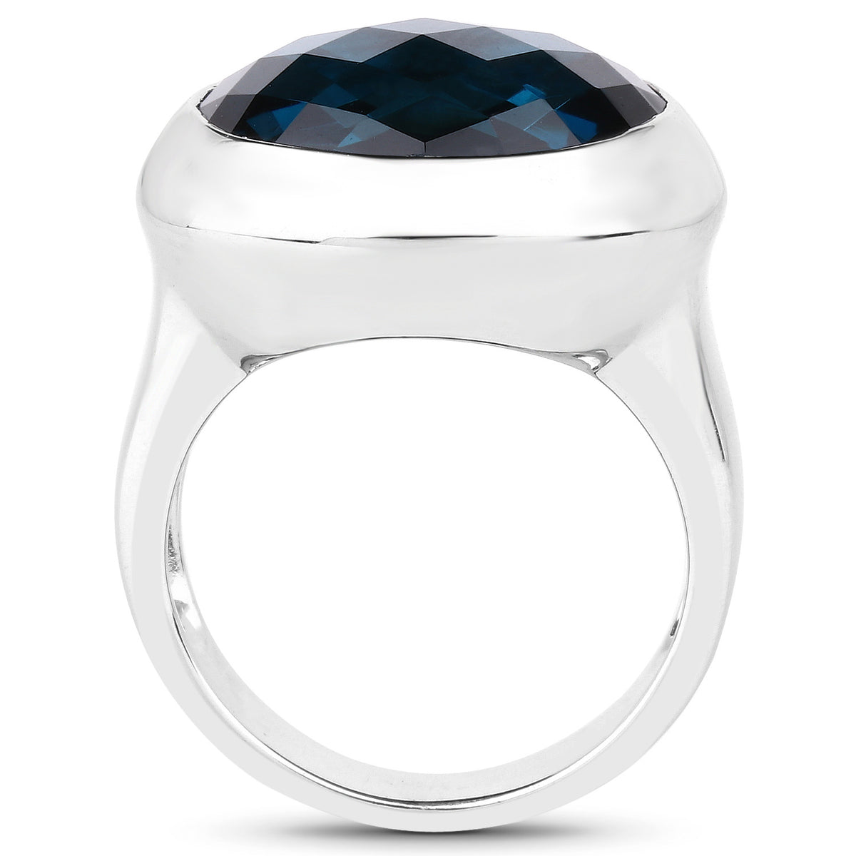London Blue Topaz Ring 10.2 Carats Sterling Silver