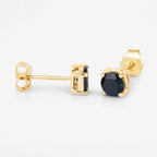 Blue Sapphire Stud Earrings 1.28 Carats 10K Yellow Gold