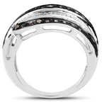 Brown Diamond Ring With White Diamonds 0.78 Carats Sterling Silver