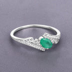 Zambian Emerald Ring With Diamonds 0.48 Carats 14K White Gold