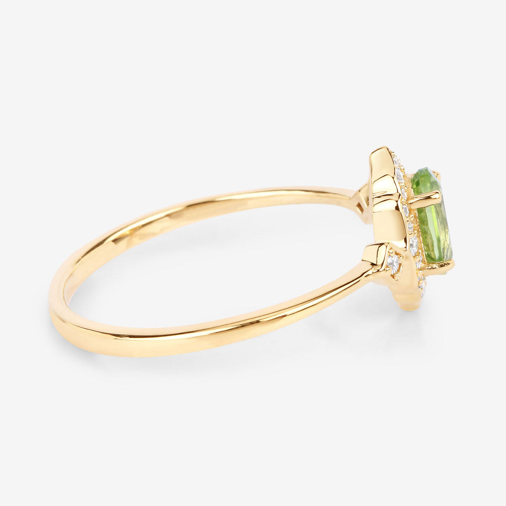 Peridot Ring With Diamonds 0.45 Carats 10K Yellow Gold