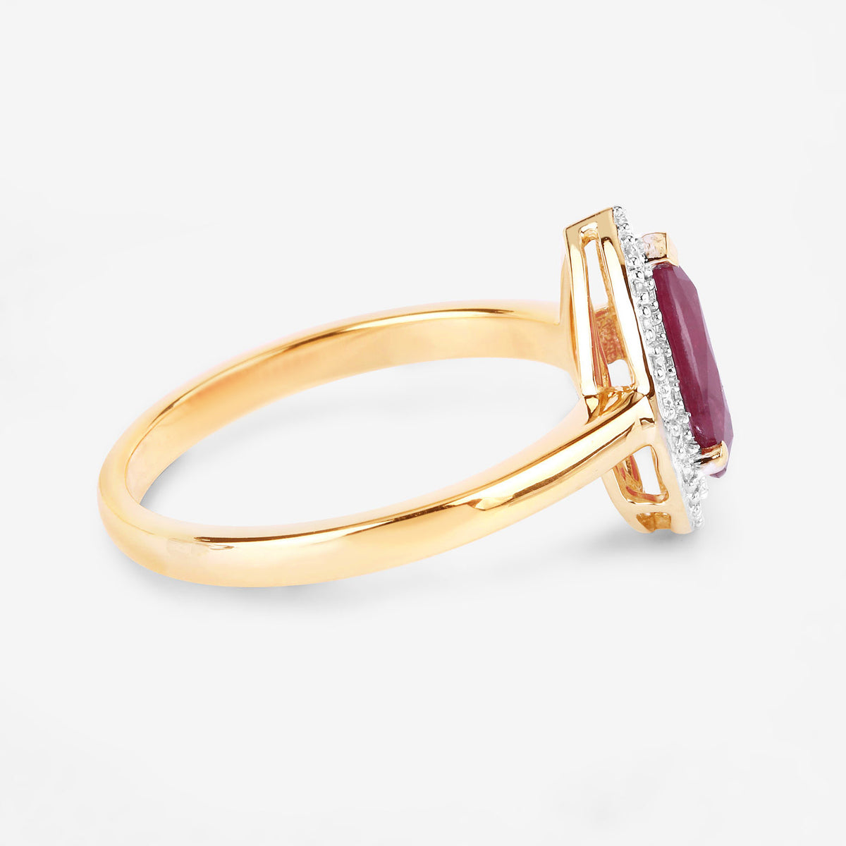Ruby Ring With Diamonds 1.34 Carats 14K Yellow Gold