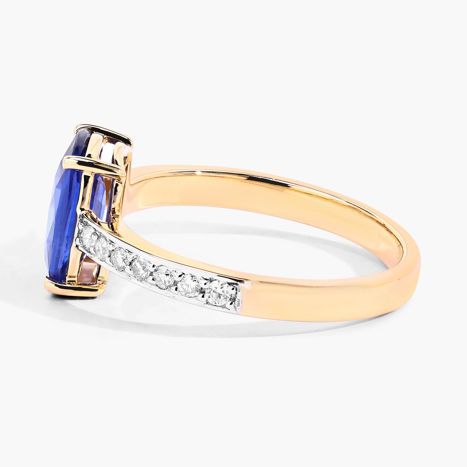 Blue Sapphire Ring With Diamonds 2.44 Carats 18K Yellow Gold