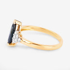 Blue Sapphire Ring With Diamonds 1.44 Carats 14K Yellow Gold