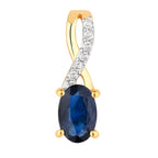 Blue Sapphire Pendant With Diamonds 0.48 Carats 14K Yellow Gold