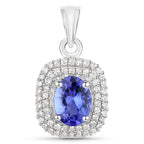 Tanzanite Pendant With Diamonds 1.38 Carats 14K White Gold
