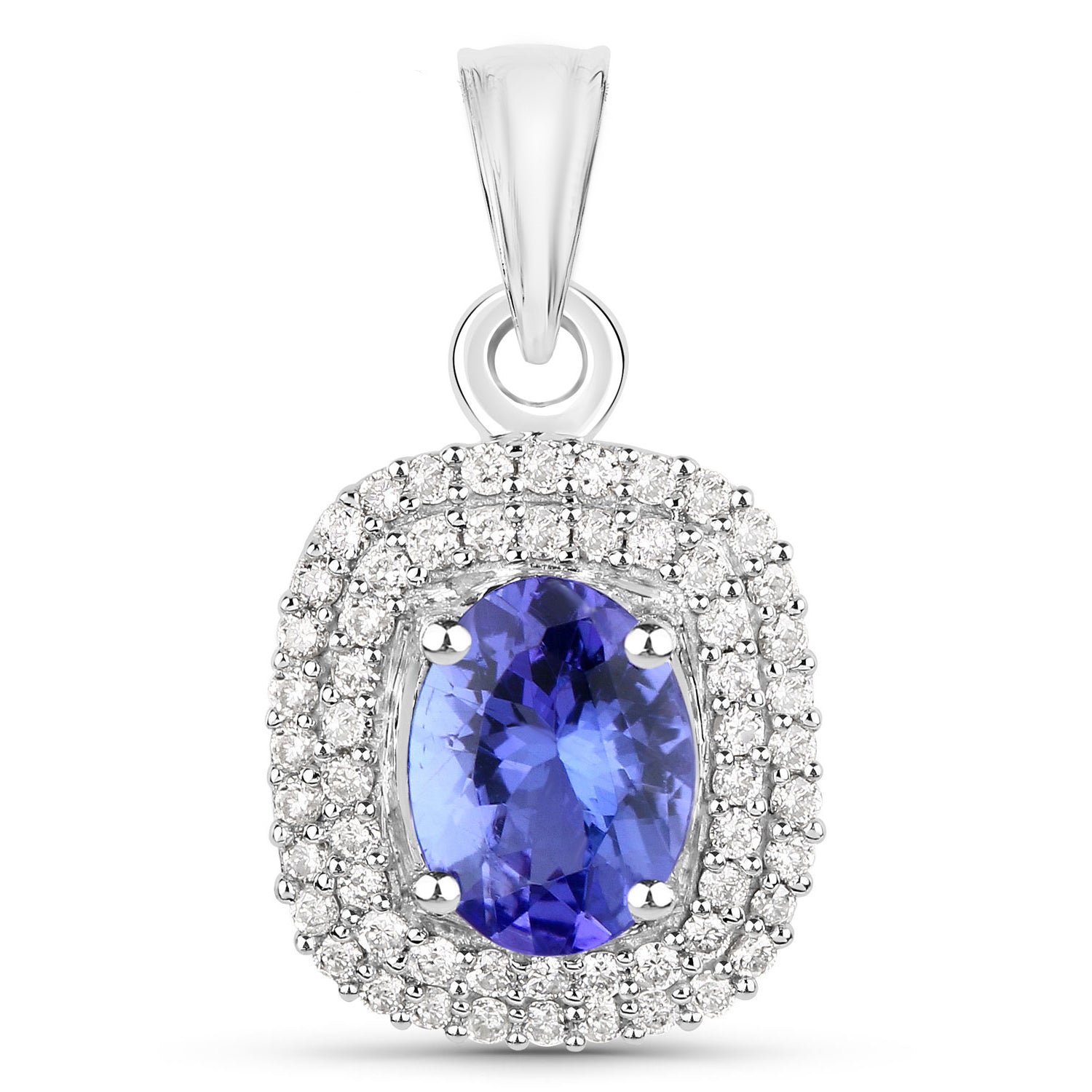 Tanzanite Pendant With Diamonds 1.38 Carats 14K White Gold