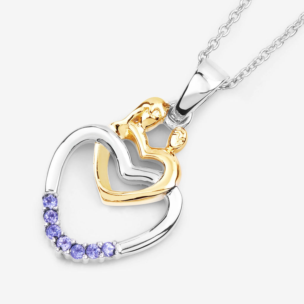 Tanzanite Mom Pendant 0.12 Carats Gold Plated Silver