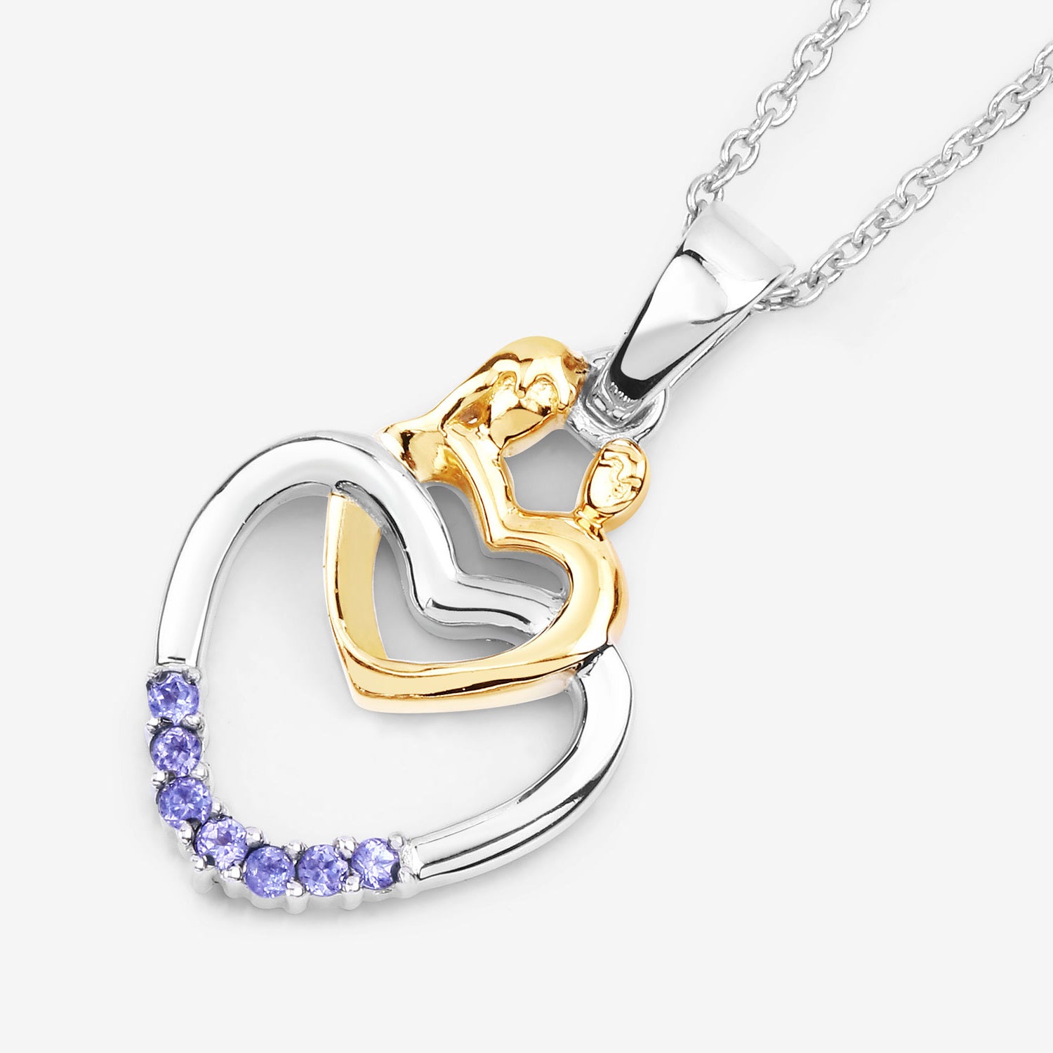 Tanzanite Mom Pendant 0.12 Carats Gold Plated Silver