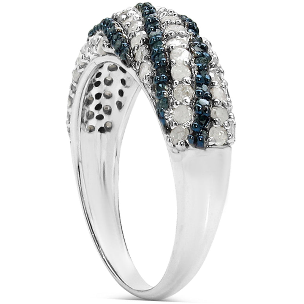 Multicolor Diamond Ring 1.22 Carats Sterling Silver
