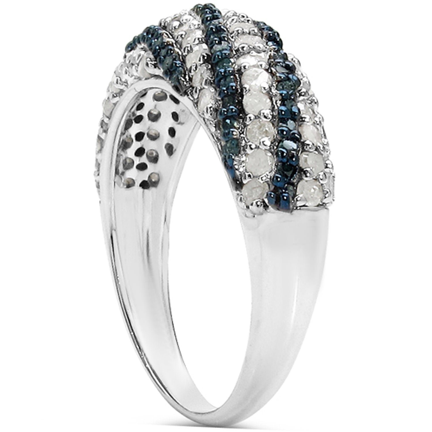 Multicolor Diamond Ring 1.22 Carats Sterling Silver