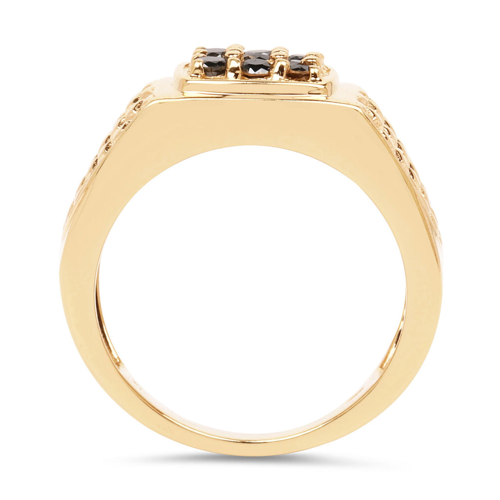 Black Diamond Ring 0.34 Carats Gold Plated Silver