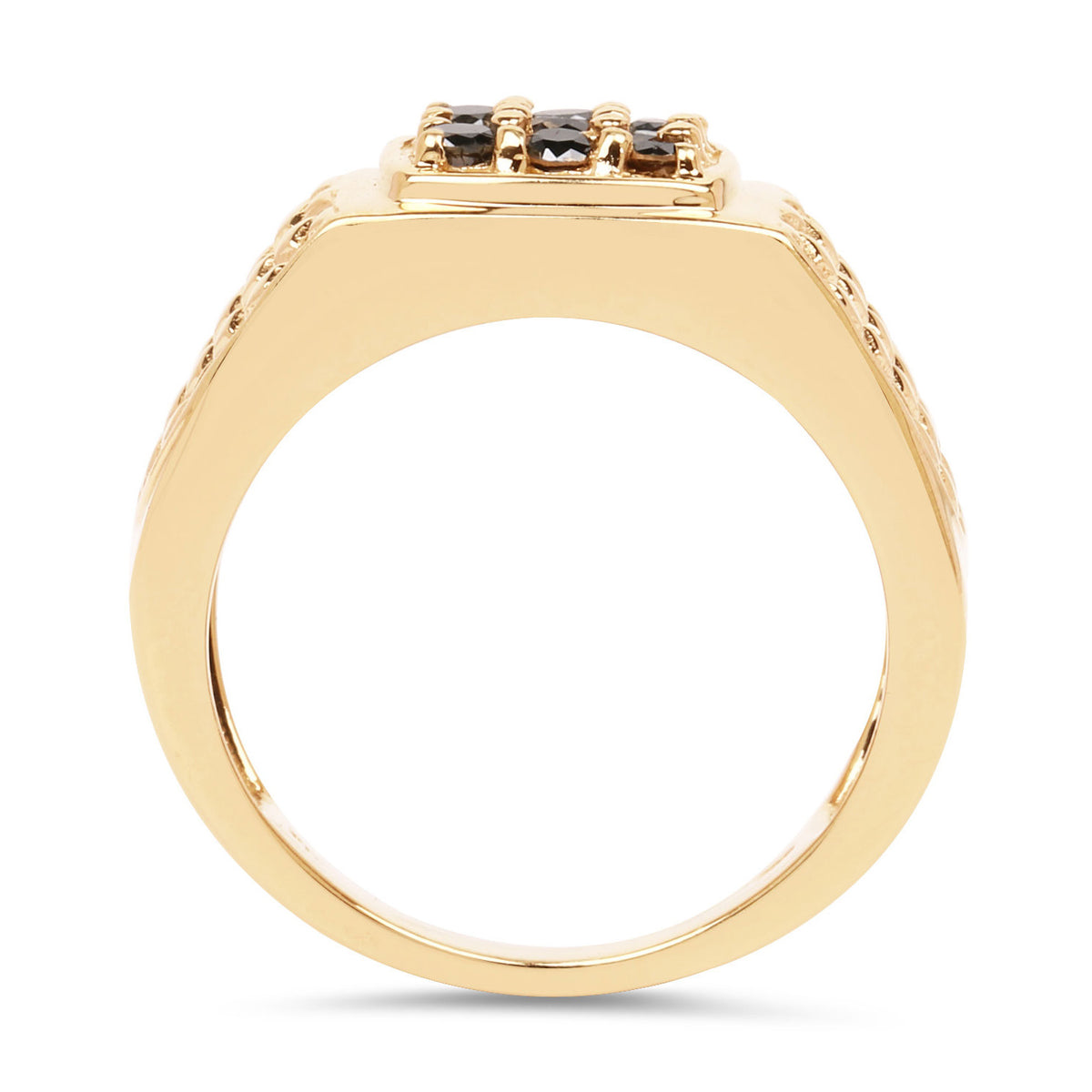 Black Diamond Ring 0.34 Carats Gold Plated Silver